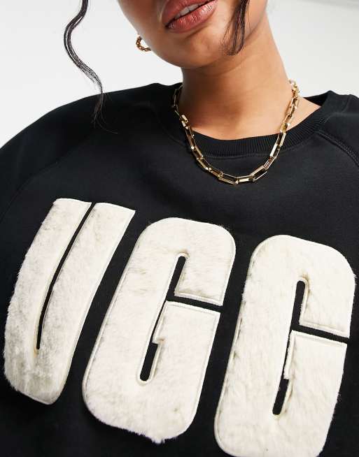 UGG Madeline fuzzy logo sweatshirt in black ASOS