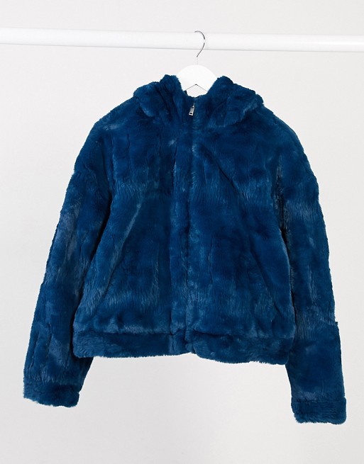 UGG Mandy faux fur hoodie in blue