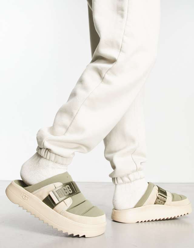 UGG Maxxer strap sliders in moss green