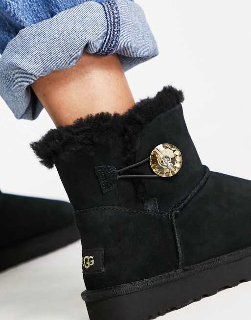 Black ugg boots on sale with diamond button