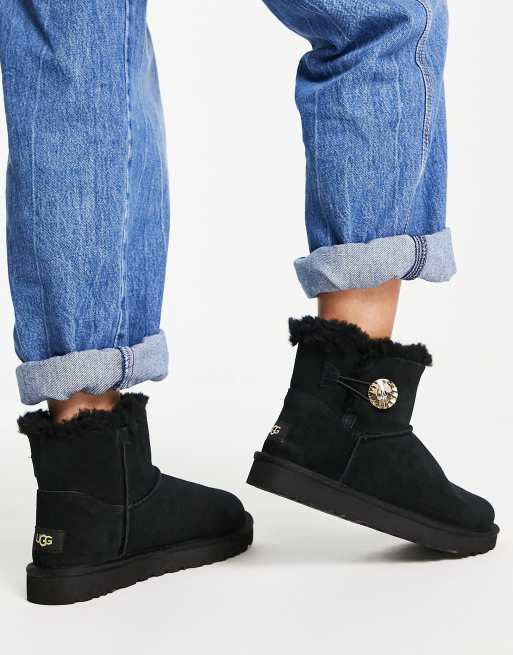 UGG Mini Bailey button boots in black | ASOS