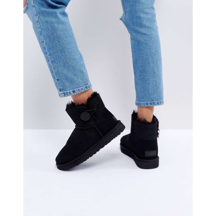 UGG Mini Bailey Button II Black Boots | ASOS