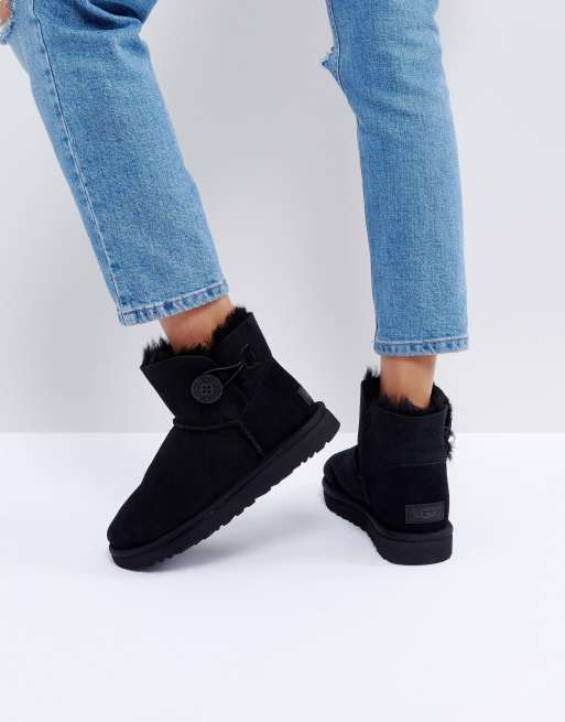 UGG – Mini Bailey Button II – Czarne botki