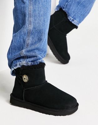 UGG Mini Baileybutton boots in black - ASOS Price Checker