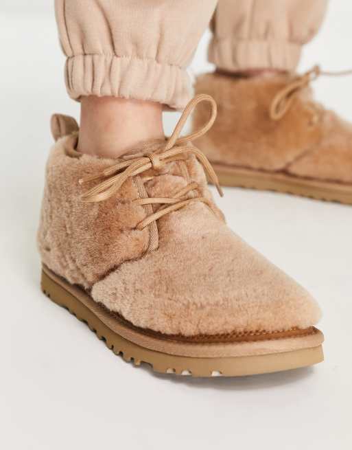 UGG Neumel Cozy lace up fluffy ankle boots in chestnut, 2 of 4