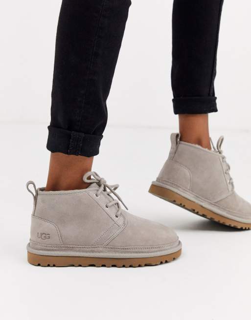 schandaal Mam zwaarlijvigheid UGG Neumel - Grijze enkellaarzen met veters | ASOS