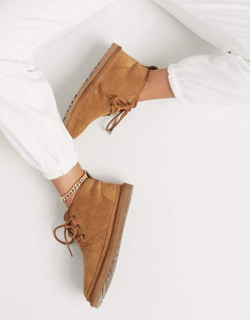 UGG Neumel lace up ankle boots in chestnut