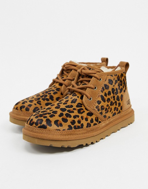 UGG Neumel lace up ankle boots in leopard