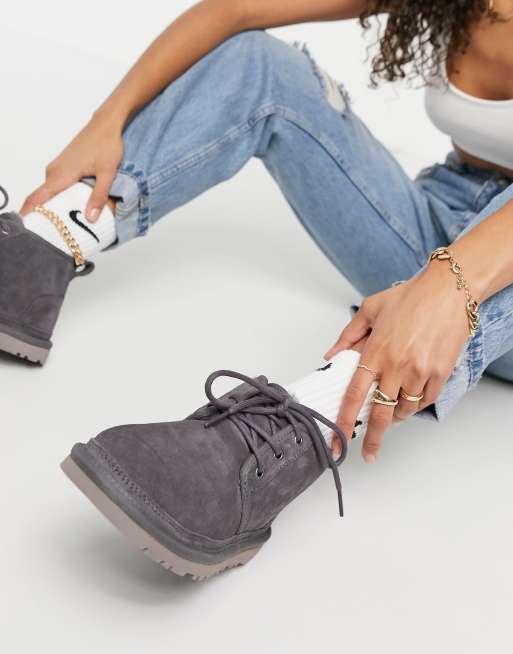 Gray lace up store uggs