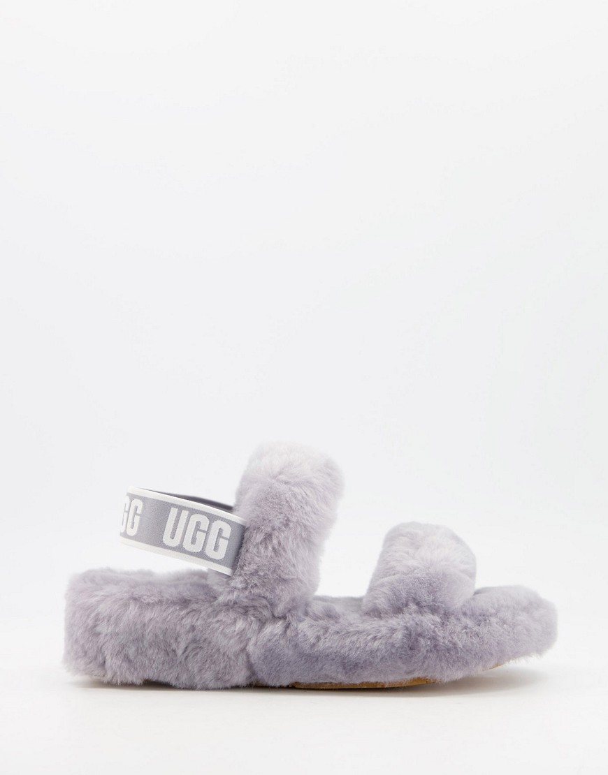 Shop Ugg Oh Yeah Double Strap Flat Sandals In Soft Amethyst-grey