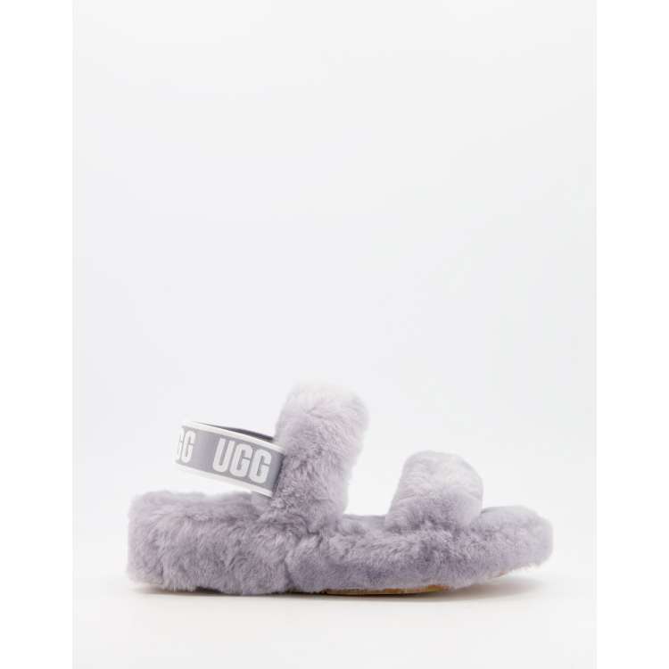 Ugg fluffy hot sale slides grey