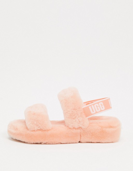 UGG Oh Yeah logo double strap sandals in beverly pink
