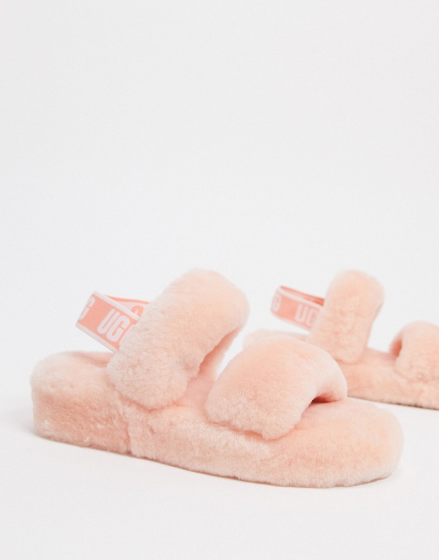 UGG OH YEAH LOGO DOUBLE STRAP SANDALS IN BEVERLY PINK,1107953-BYPN