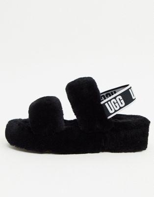 black ugg flip flops