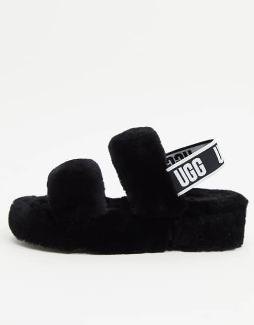 UGG Oh Yeah logo double strap sandals in black ASOS