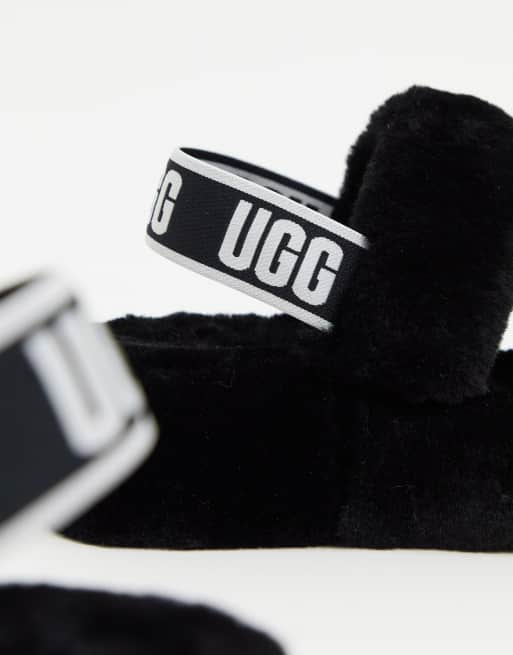 UGG Oh Yeah logo double strap sandals in black, 3 of 4