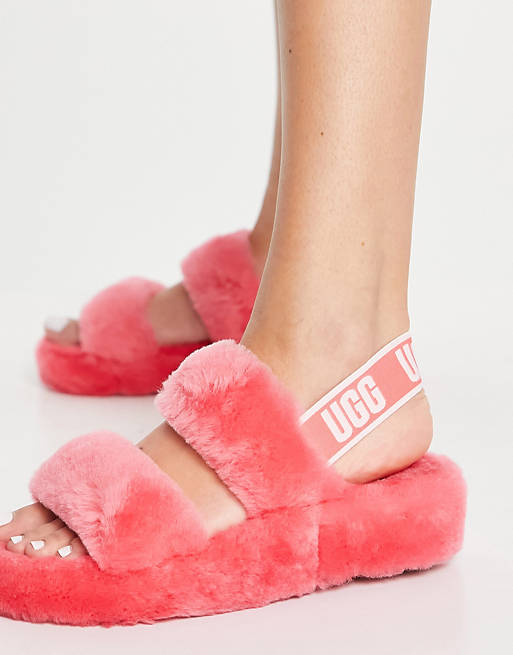 UGG Oh Yeah logo double strap sandals in strawberry sorbet