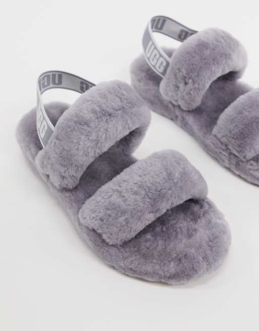 UGG - Oh Yeah - Sart amethystblå sandaler med to remme og logo, 2 af 4