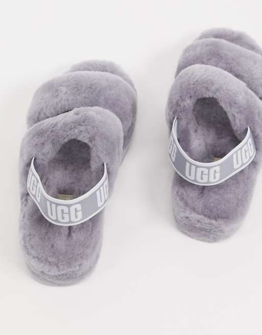 UGG - Oh Yeah - Sart amethystblå sandaler med to remme og logo, 3 af 4