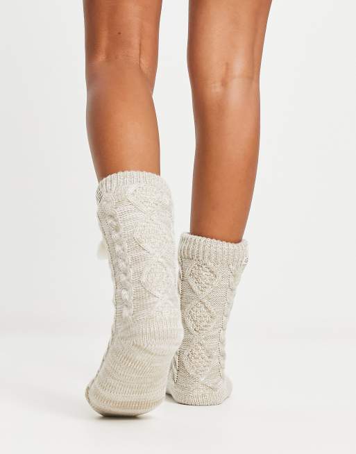 Pom Pom Fleece Lined Crew Sock