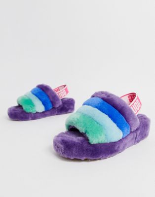 rainbow fluffy ugg slippers
