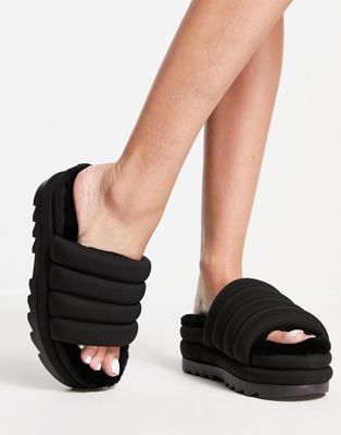 UGG Puft Slide flatform sandals in black