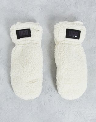 UGG poly mittens in cream - WHITE