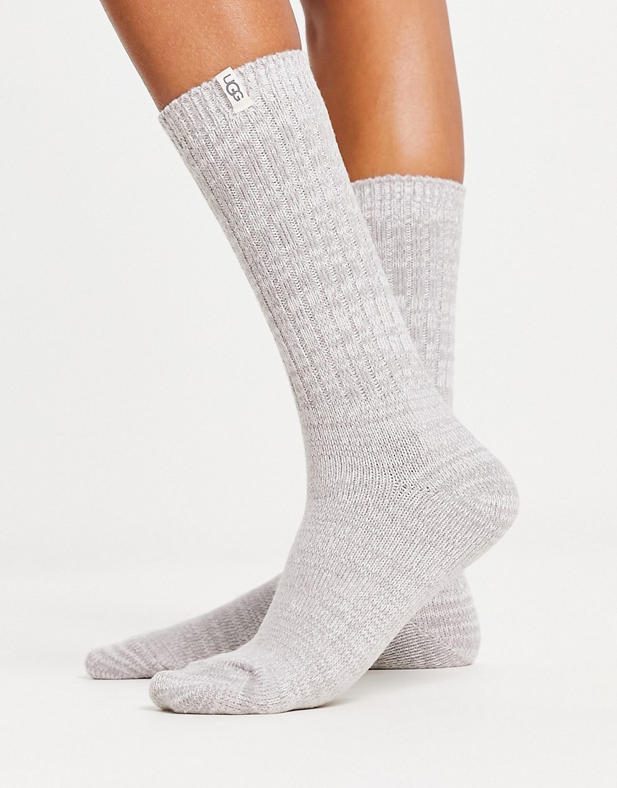 UGG rib knit slouchy crew socks in light gray