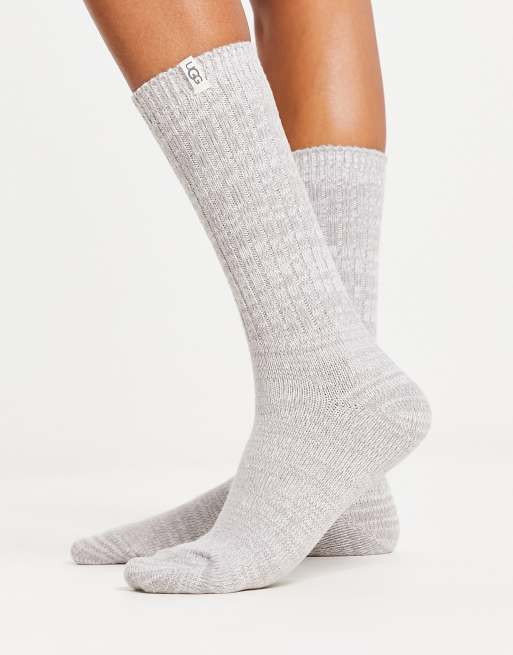 UGG rib knit slouchy crew socks in light gray | ASOS