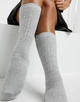 My Accessories London cable knit long socks in gray