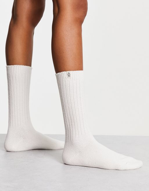 UGG rib knit slouchy crew socks in white | ASOS