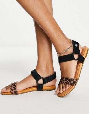 UGG Rynell sandals in black and leopard leather