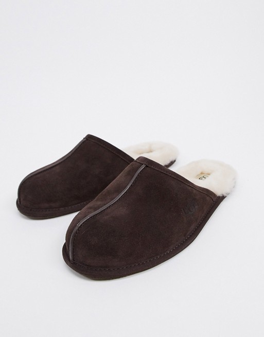 UGG scuff slippers in brown suede