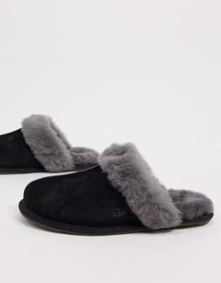 black and grey ugg slippers