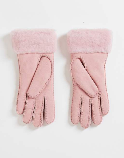 Pink sheepskin hot sale gloves