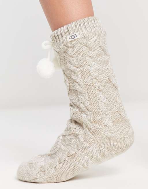 UGG - Sokken met fleece-voering en pompons in crème, 3 van 4