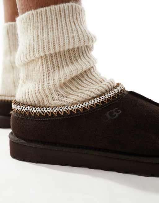 UGG – Tasman – Brązowe kapcie z podszewką z owczej skóry, 3 z 4