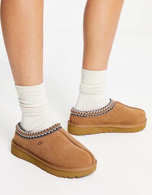 UGG Tasman shearling lined shoes in chestnut | ASOS