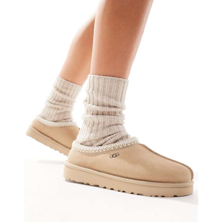 UGG Tasman shearling lined shoes in stone | ASOS