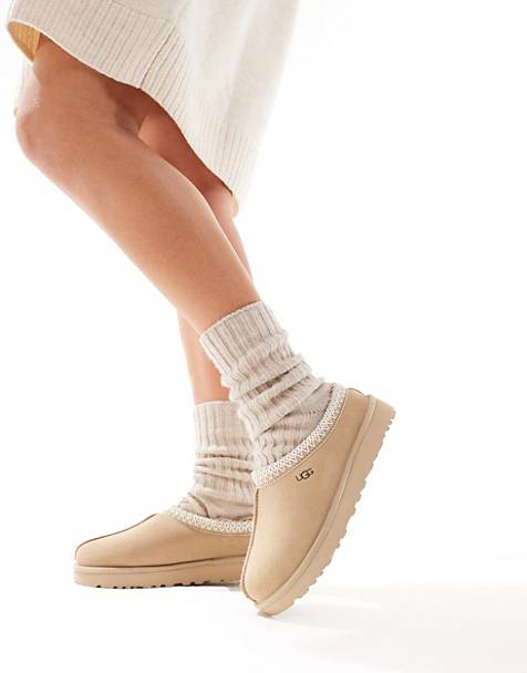 UGG Tasman shearling lined shoes in stone