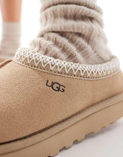 UGG – Tasman – Szarobeżowe buty z podszewką z owczej skóry, 3 z 4