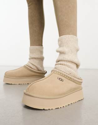 Ugg Tazz Shearling Lined Platform Shoes In Stone-neutral