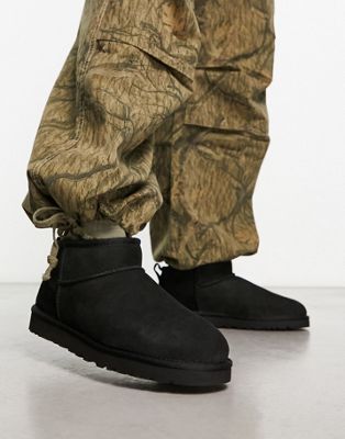 UGG Ultra mini boots in black suede - ASOS Price Checker