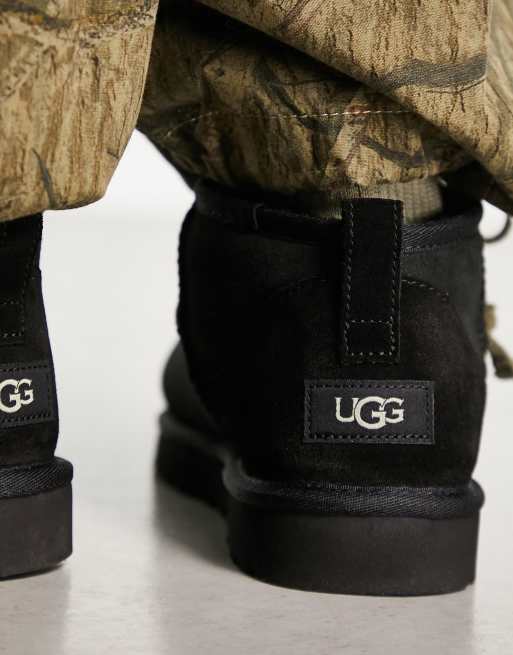 UGG Ultra mini boots in black suede ASOS