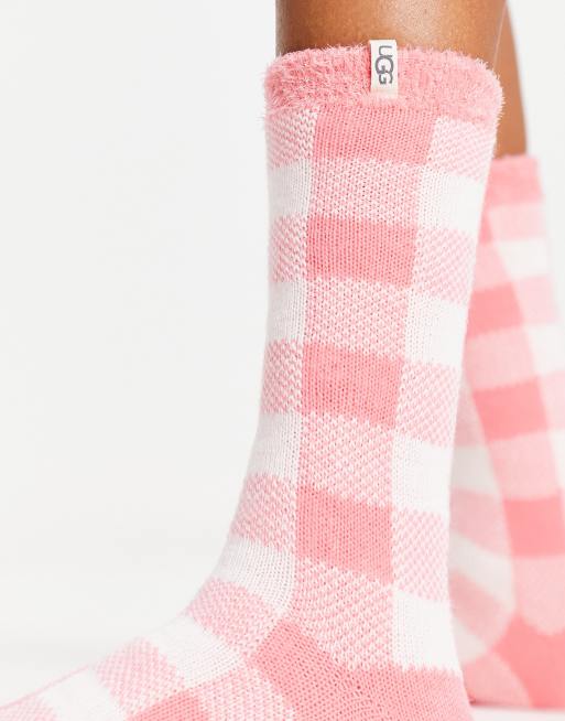 Pink Checkerboard Cozy Socks