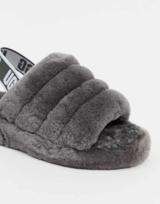UGG - Yeah - Pantofole soffici con logo antracite, 3 di 4