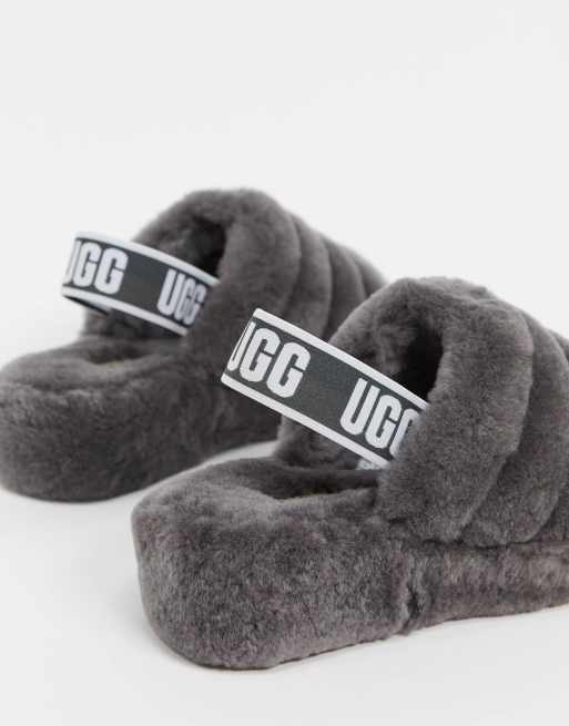UGG - Yeah - Pantofole soffici con logo antracite, 4 di 4