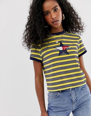 фото Укороченная футболка в полоску с логотипом tommy jeans summer heritage-мульти
