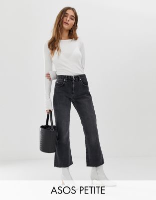 фото Укороченные расклешенные джинсы с ширинкой на молнии asos design petite egerton-черный asos petite