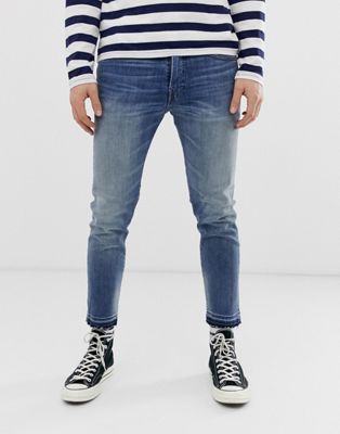 фото Укороченные стретчевые джинсы скинни в винтажном стиле с необработанной кромкой polo ralph lauren eldridge-синий